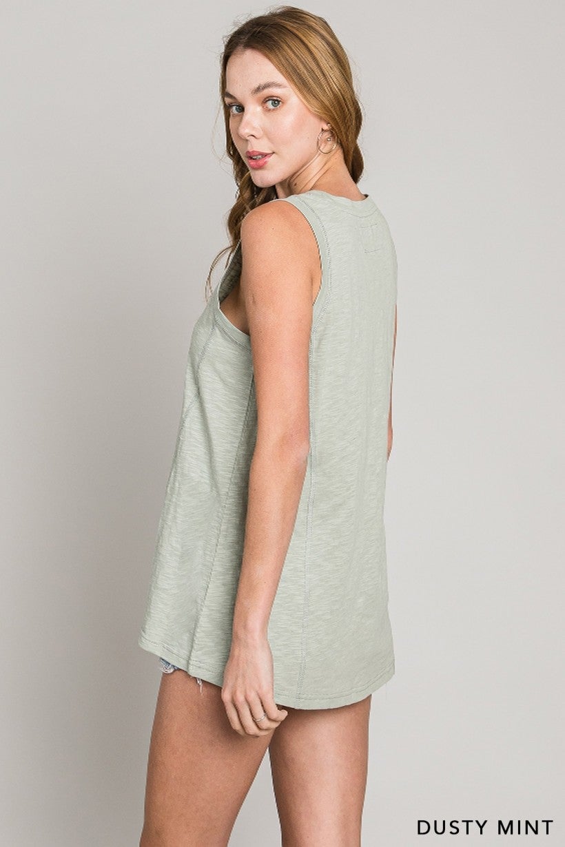 Dusty Mint Casual Tank Top