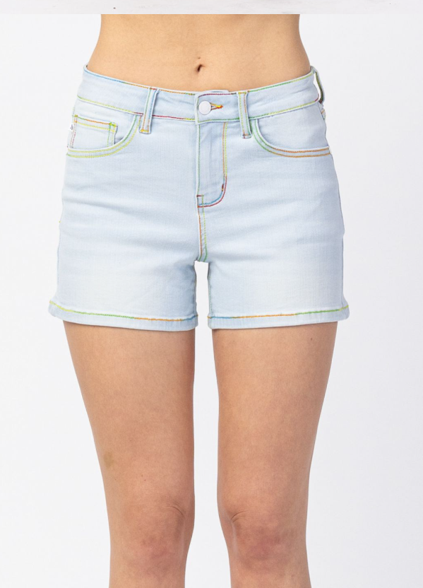 Judy Blue Rainbow Thread Shorts