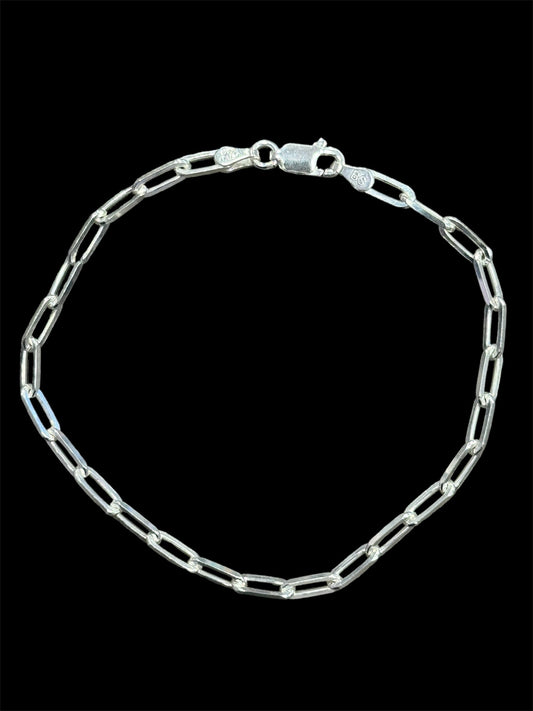 Classic Paperclip Chain Bracelet - 7.5 inches - Sterling Silver 925