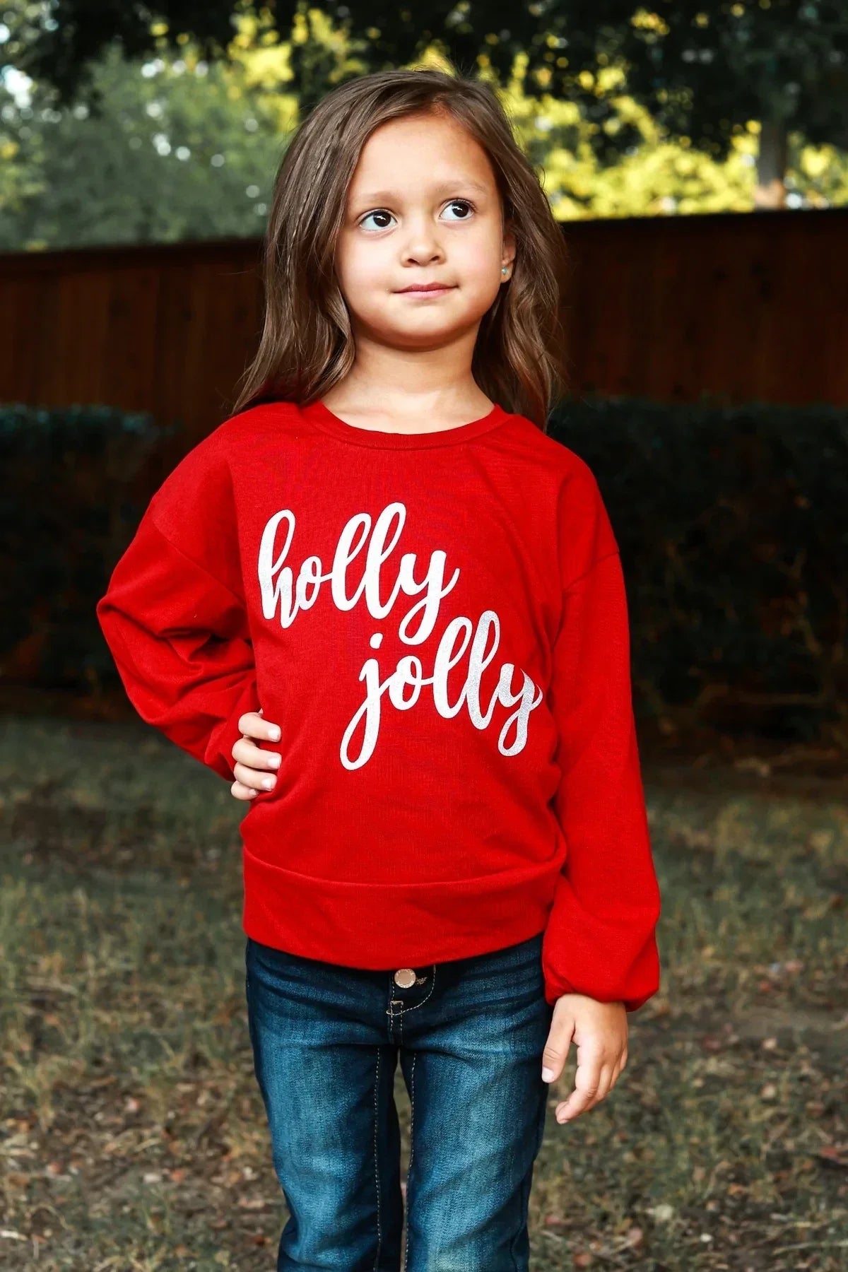 Girls Holly Jolly Red Sweatshirt