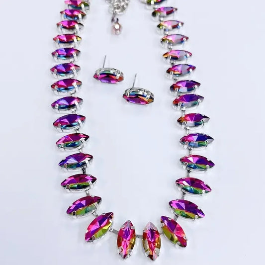 Ava Gem Dazzled Necklace and Stud Set