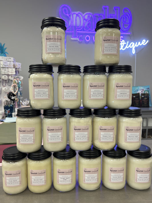 Mason Jar Soy Candles - 16 Oz