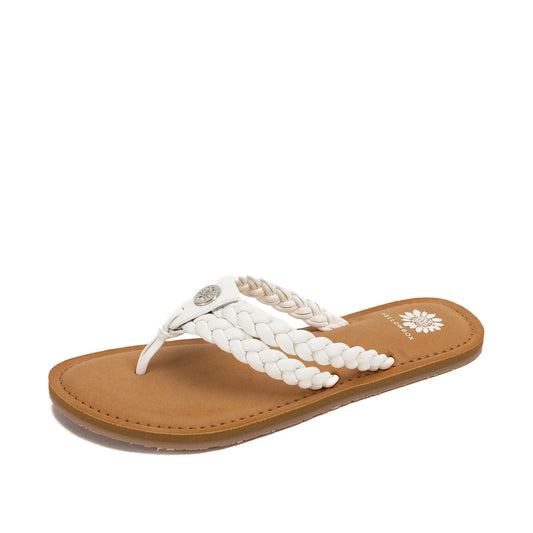 Yellow Box Devina Flat Flip Flops Sandals - White