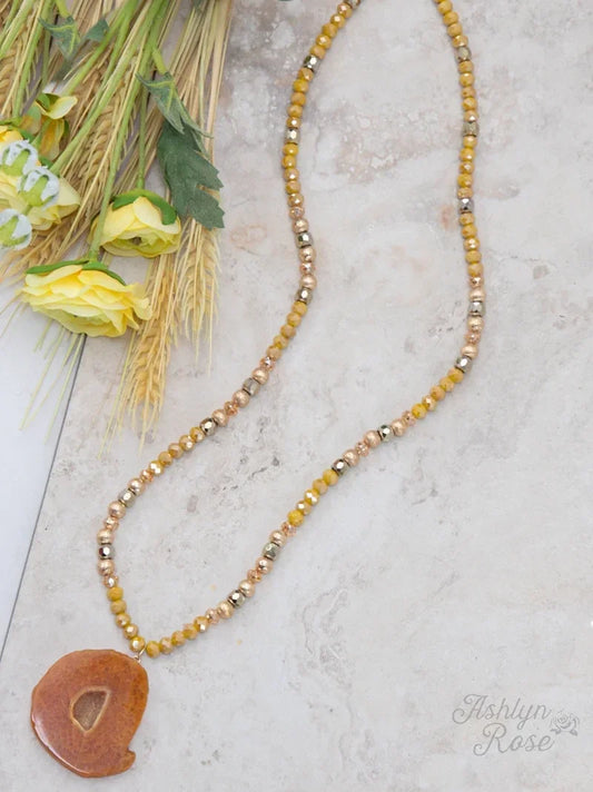 Nature's Beauty Mustard Stone Beaded Necklace