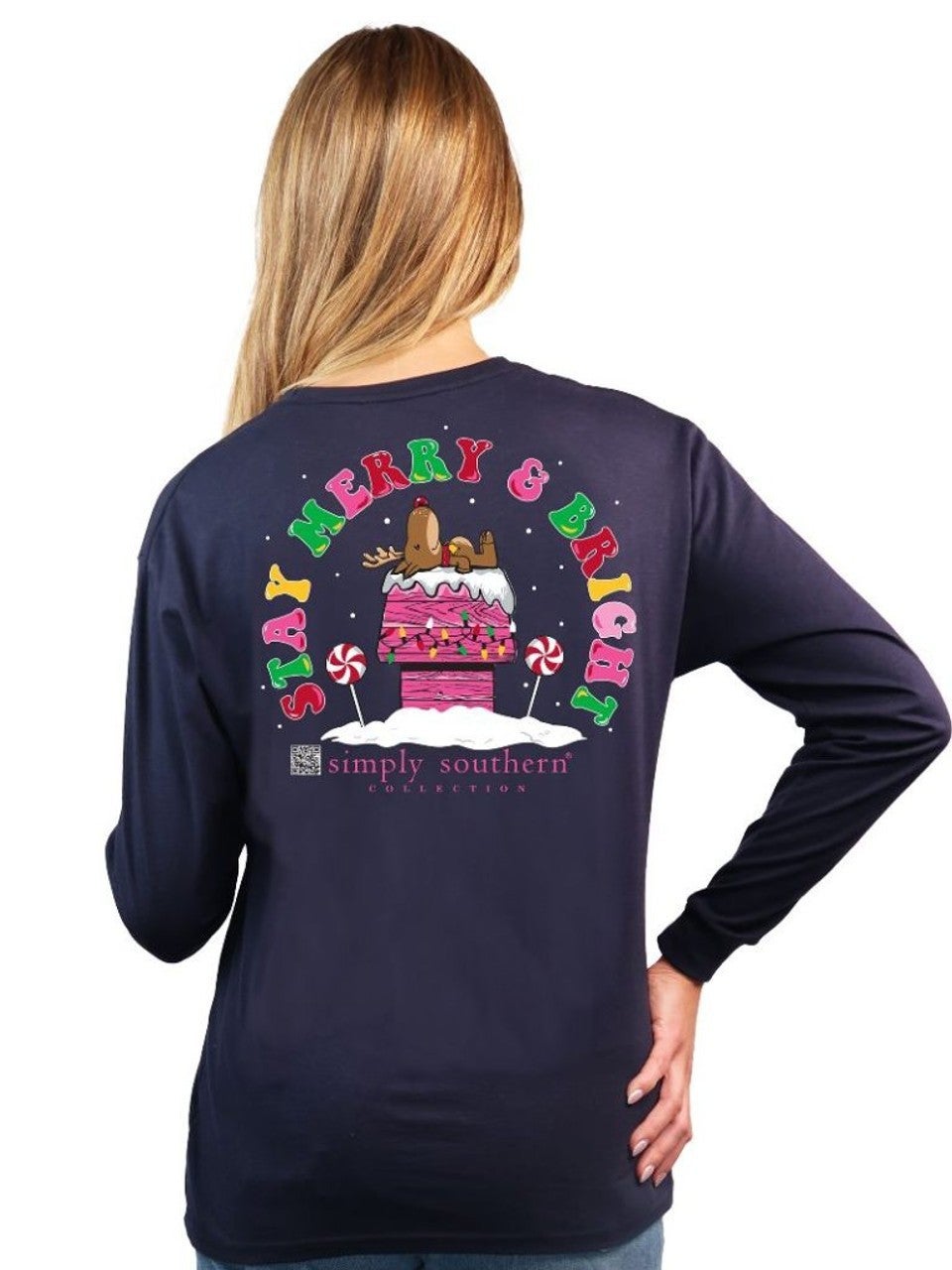 Simply Southern Youth Merry and Bright Deer Long Sleeve