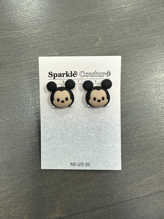 Mickey Head Clay Handmade Studs