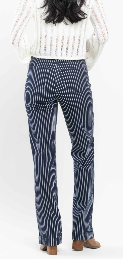 Judy Blue High Waist Tummy Control Striped Straight Denim