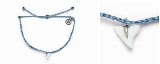 Pura Vida Shark Tooth Steel Blue String Bracelet