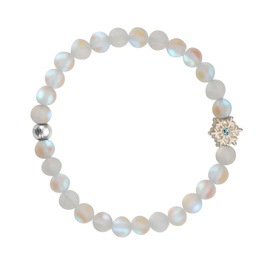 Luca + Danni Snowflake Stretch Bracelet with Clear Crystal Quartz Beads