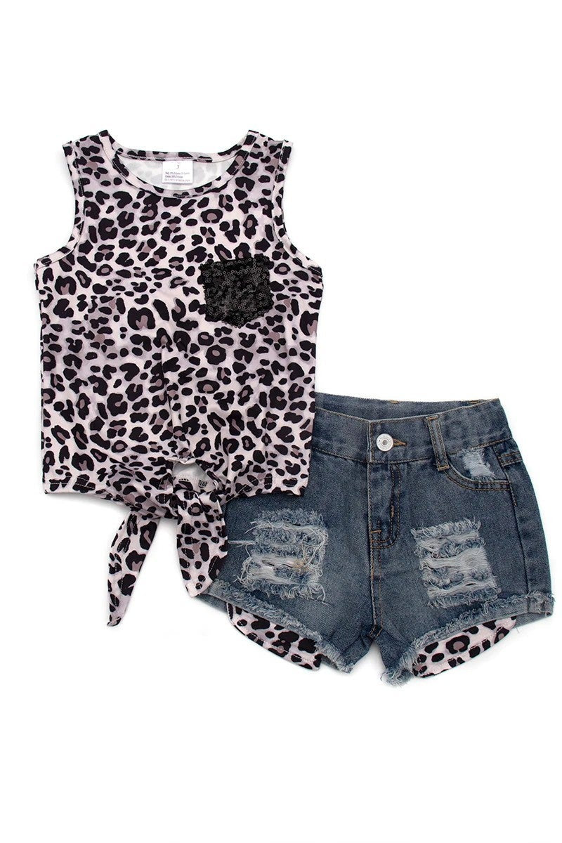 Girls Leopard Knot 2 Piece Set