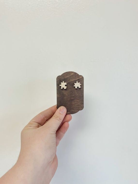 Puzzle Wood Stud Earrings