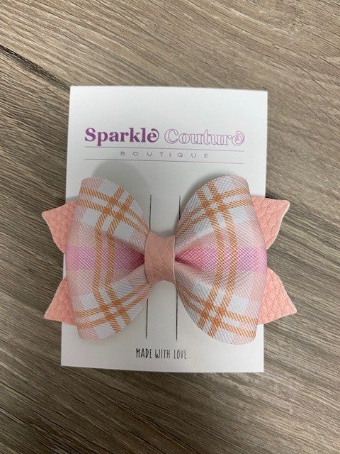 Pink Plaid Hair Bow