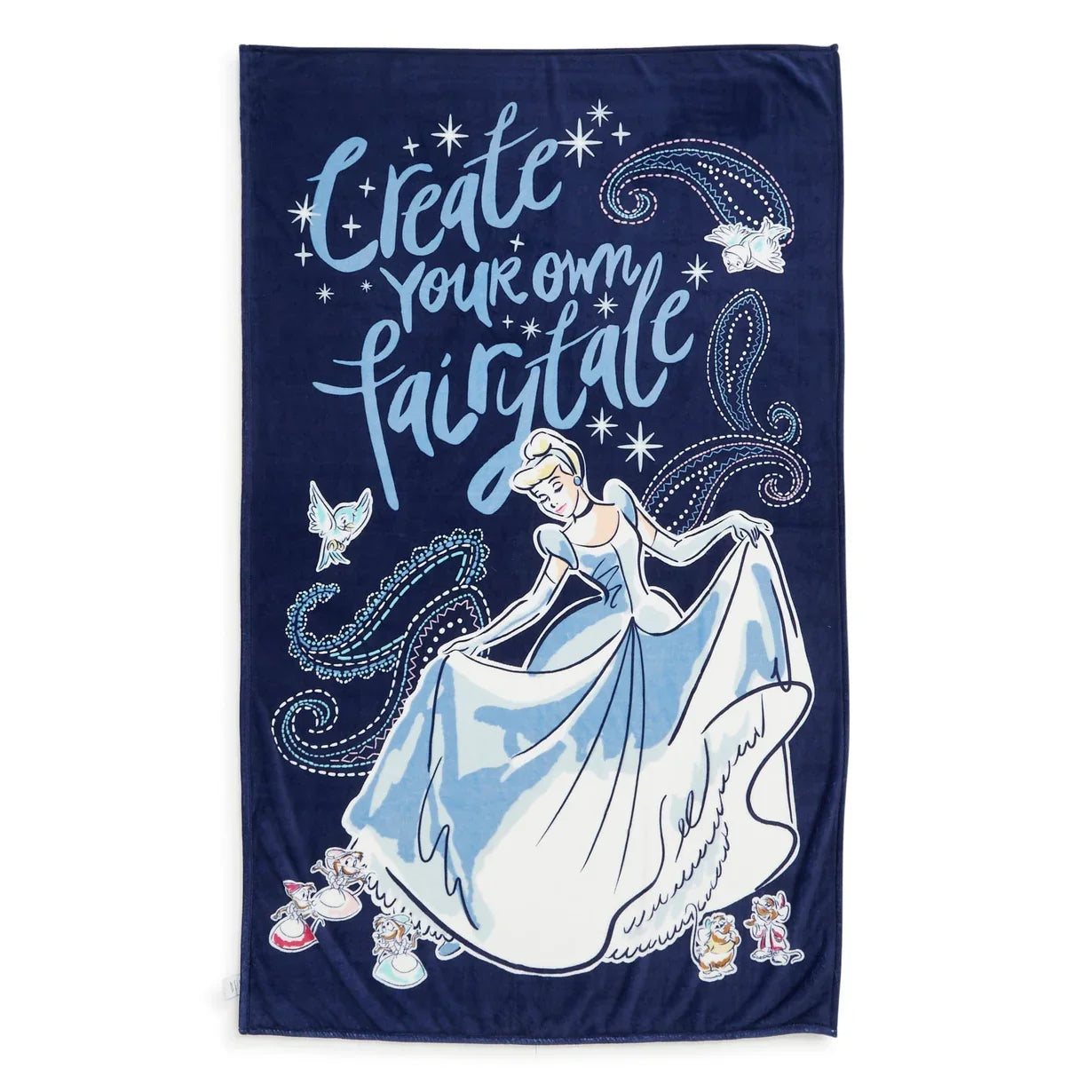 Vera Bradley Disney Cinderella Plush Throw Blanket - Paisley Twilight Blue