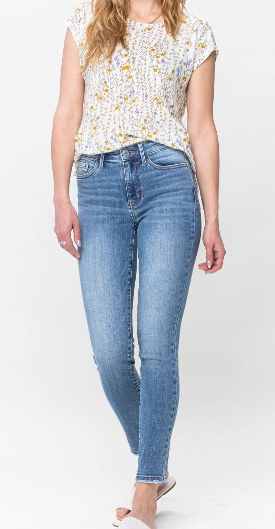 Judy Blue Mid Rise Skinny Cropped