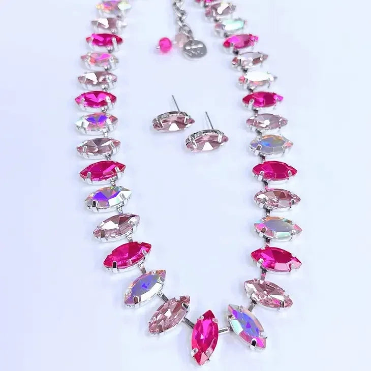 Ava Gem Fuchsia Necklace and Stud Set