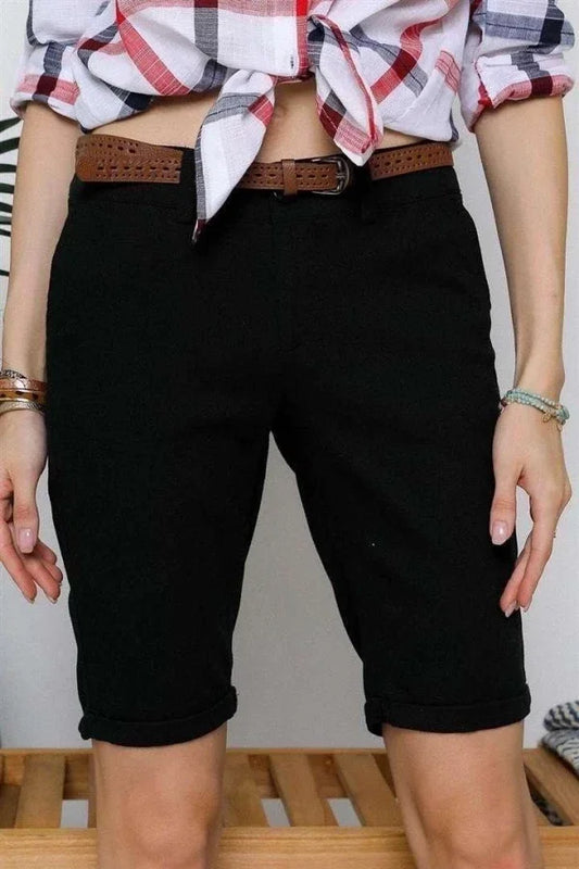 Black Bermuda Shorts with Belt