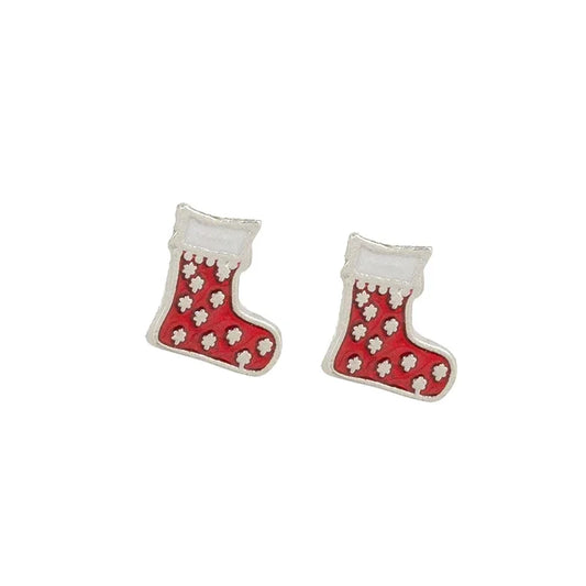 Luca + Danni Red Stocking Stud Earrings