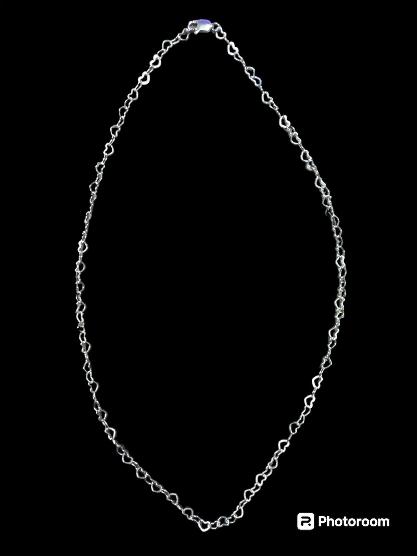 Heart Link Necklace - 18 inch -  Sterling Silver (925)