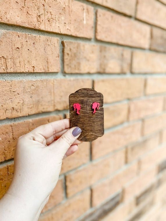 Pink Barbie Wood Stud Earrings