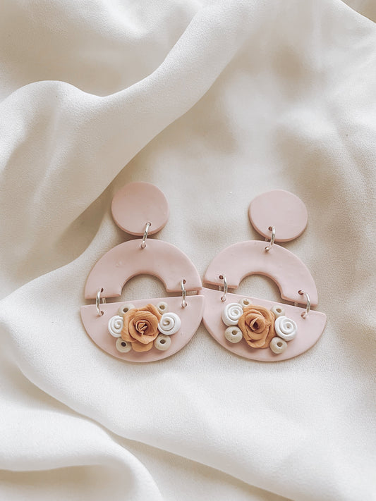 Ellie Rose Light Pink Floral Earrings