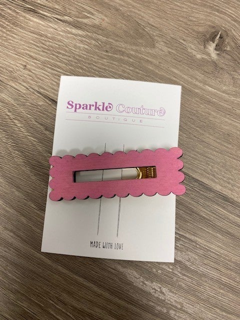 Pink Scallop Wood Clip