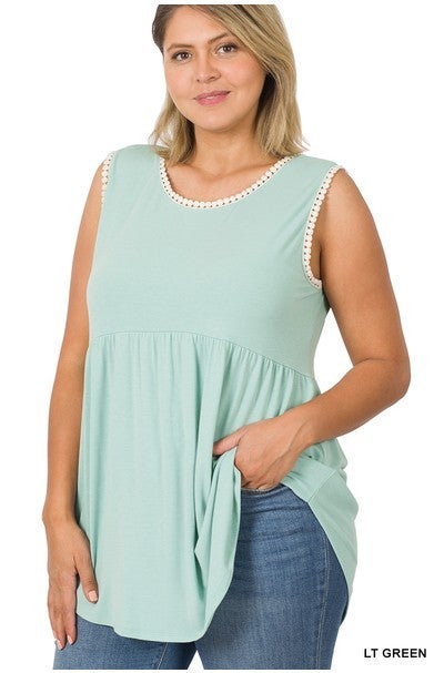 Light Green Shirring Top