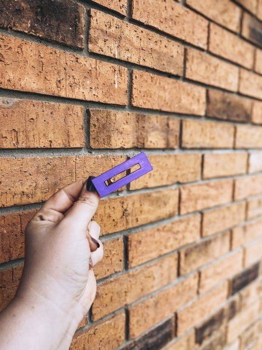 Purple Wood Rectangle Hair Clip