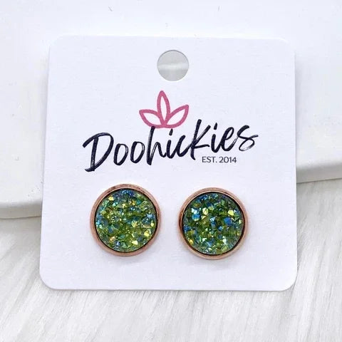 Olive Sparkle Studs