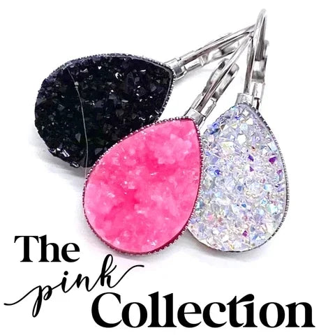 Hot Pink Druzy Big as Texas Teardrop