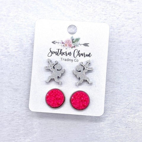 Silver Cupid Double Stud Set