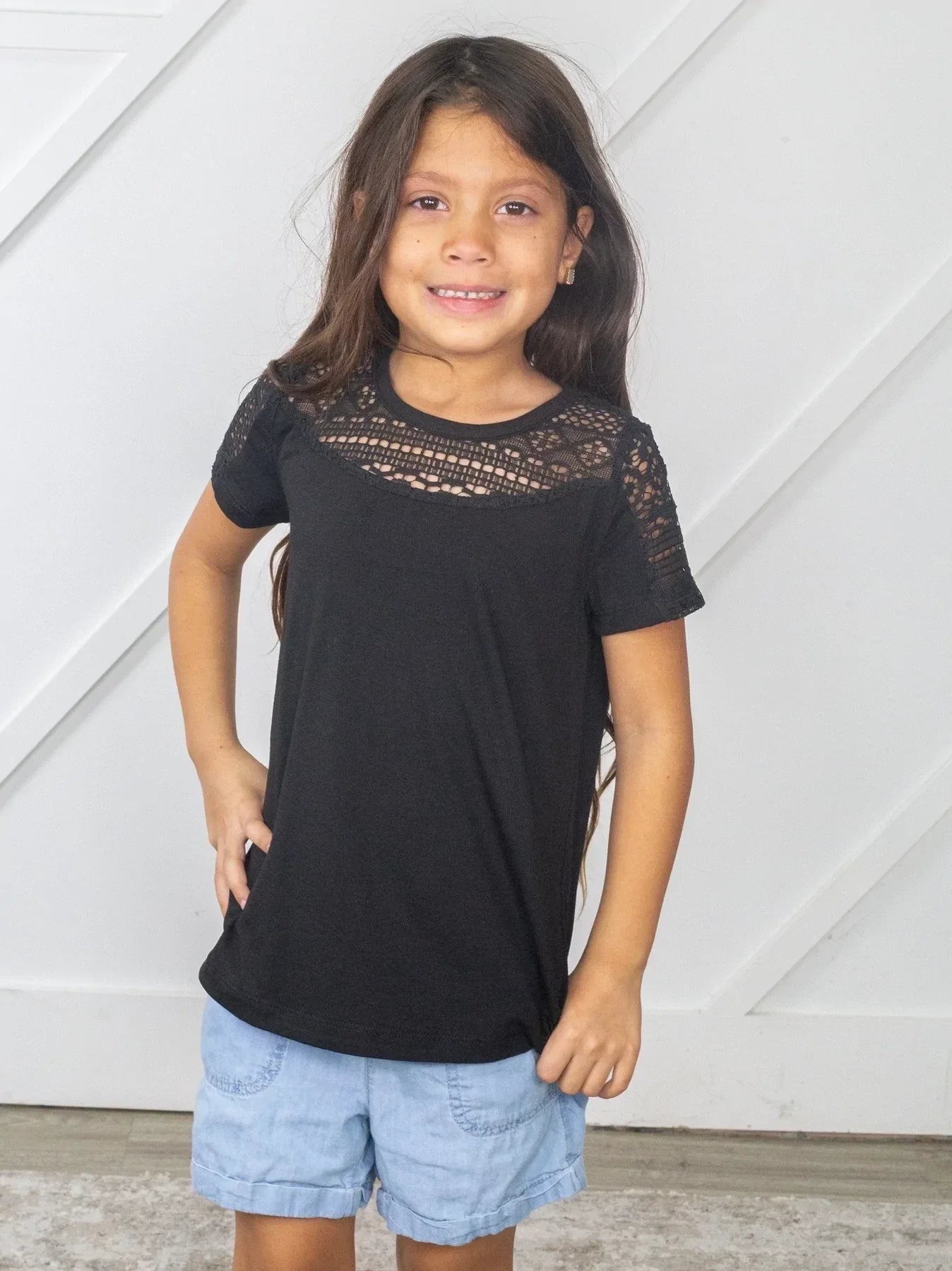 Girls Black Lace Top