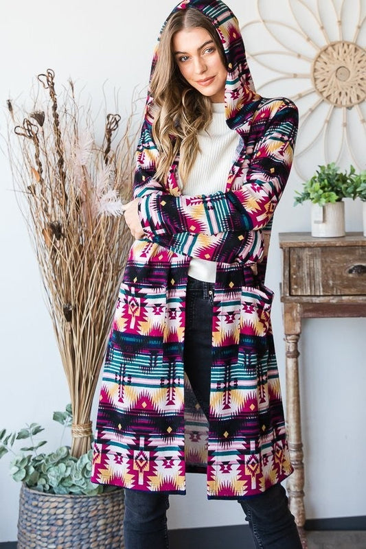 Aztec Hooded Cardigan