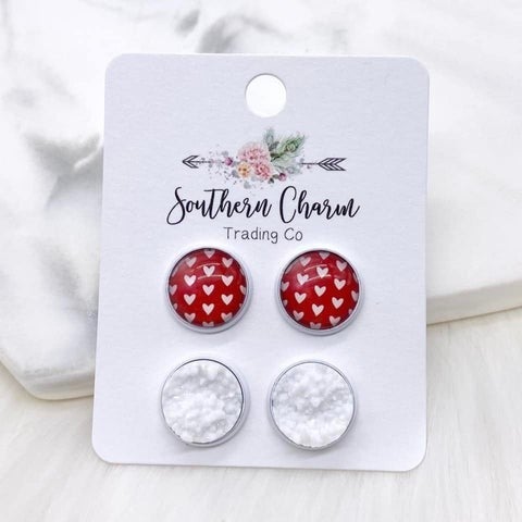 White Hearts Double Stud Set