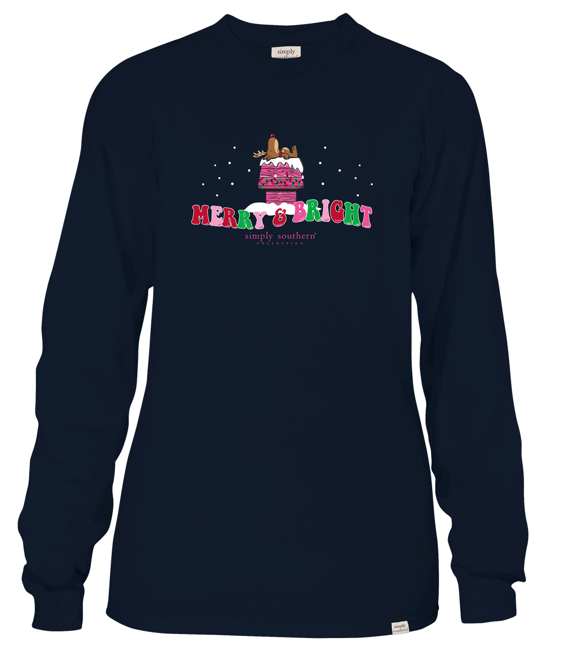 Simply Southern Youth Merry and Bright Deer Long Sleeve