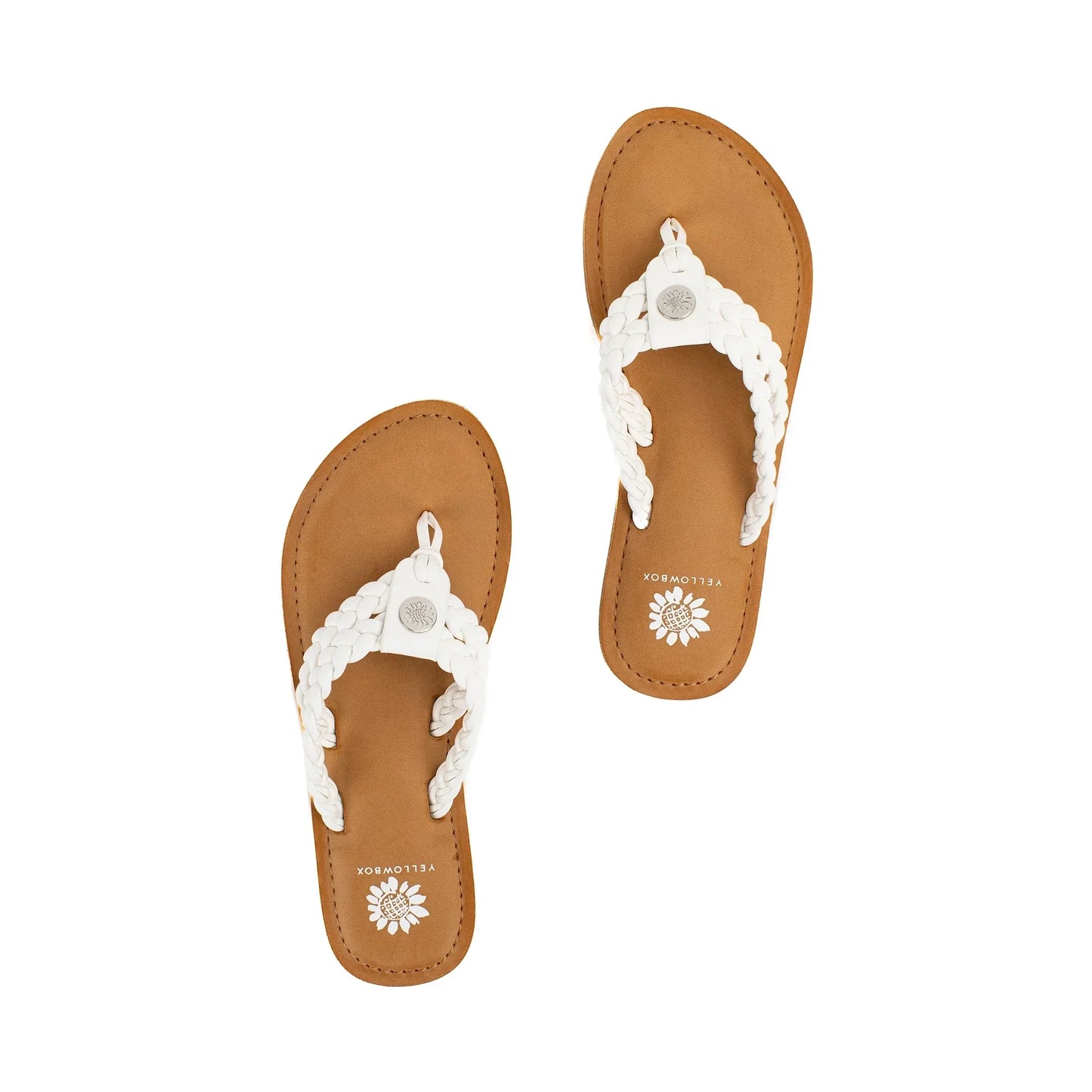 Yellow Box Devina Flat Flip Flops Sandals - White