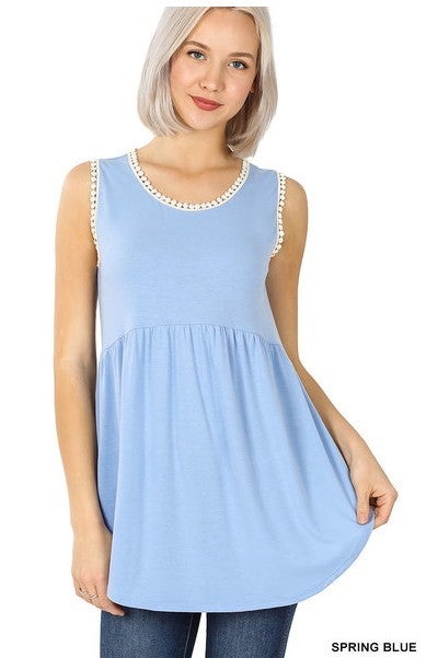 Spring Blue Shirring Top